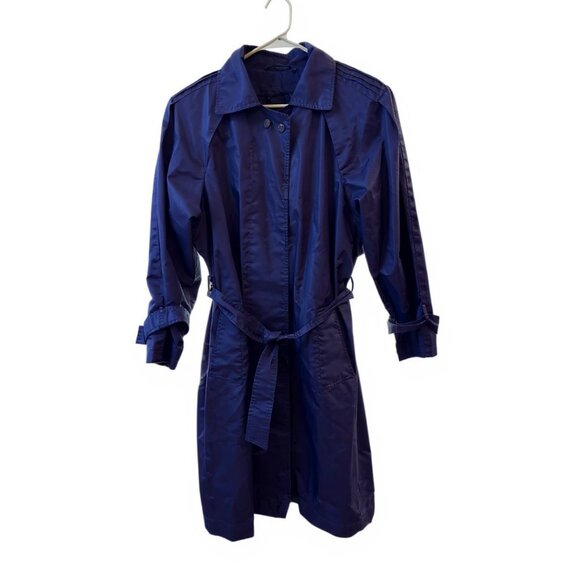 Vintage J.Gallery Womens Purple Trench Coat 9/10 Lightweight Poly Blend - Picture 4 of 5